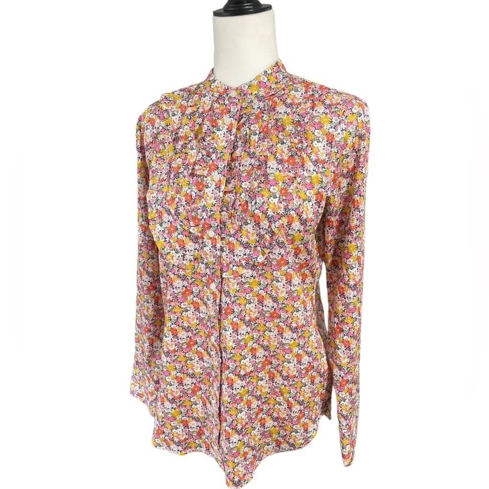 J.Crew Band-collar Ruffle-front shirt in Liberty® Libby Floral Small